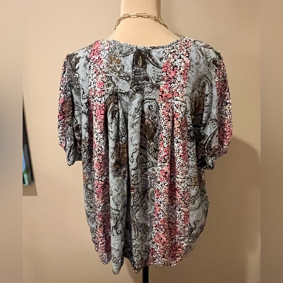 Caffé Marrakesh Floral V-Neck Peasant Blouse, size Medium - Picture 2 of 8